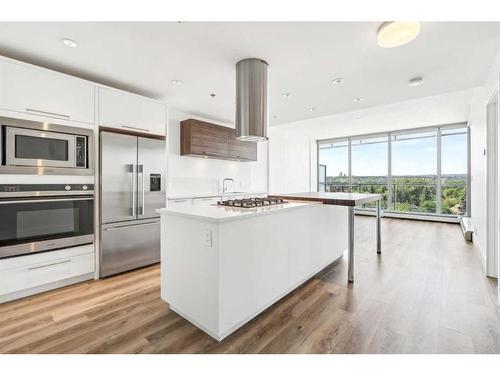 707-1087 2 Avenue Nw, Calgary, AB - Indoor Photo Showing Kitchen With Stainless Steel Kitchen With Upgraded Kitchen