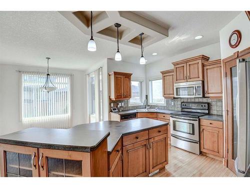 133 Evergreen Plaza Sw, Calgary, AB - Indoor Photo Showing Kitchen With Double Sink