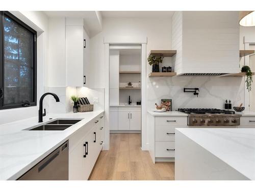 12808 Canso Crescent Sw, Calgary, AB - Indoor Photo Showing Kitchen With Double Sink With Upgraded Kitchen