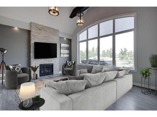 280 Masters Cove Se, Calgary, AB - Indoor Photo Showing Living Room With Fireplace