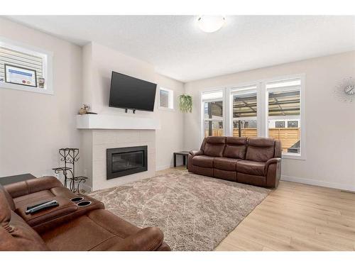 1167 Copperfield Boulevard Se, Calgary, AB - Indoor Photo Showing Living Room With Fireplace