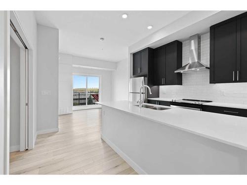 419-255 Les Jardins Park Se, Calgary, AB - Indoor Photo Showing Kitchen With Double Sink With Upgraded Kitchen