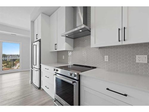 413-255 Les Jardins Park Se, Calgary, AB - Indoor Photo Showing Kitchen With Stainless Steel Kitchen With Upgraded Kitchen