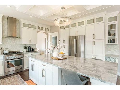 168 Kinniburgh Boulevard, Chestermere, AB - Indoor Photo Showing Kitchen With Stainless Steel Kitchen With Upgraded Kitchen