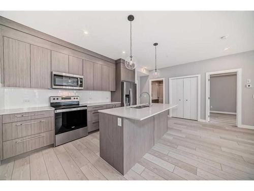 1402-681 Savanna Boulevard Ne, Calgary, AB - Indoor Photo Showing Kitchen With Stainless Steel Kitchen With Upgraded Kitchen