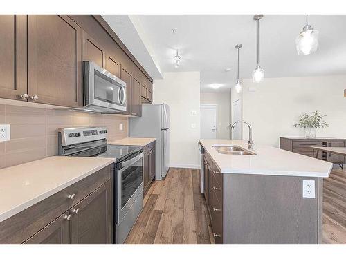 16-30 Shawnee Common Sw, Calgary, AB - Indoor Photo Showing Kitchen With Double Sink With Upgraded Kitchen