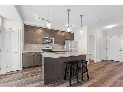 16-30 Shawnee Common Sw, Calgary, AB - Indoor Photo Showing Kitchen With Double Sink With Upgraded Kitchen