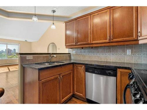 404-1110 17 Street Sw, Calgary, AB - Indoor Photo Showing Kitchen With Double Sink