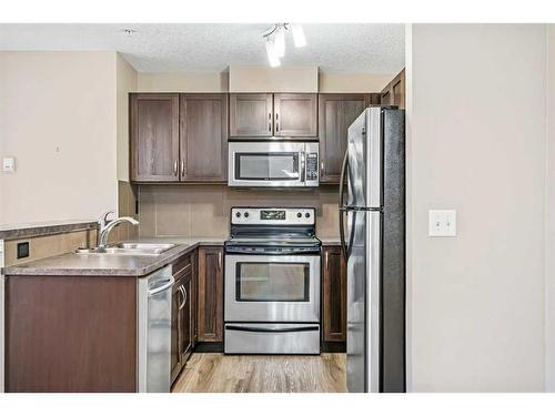 206-6315 Ranchview Drive Nw, Calgary, AB - Indoor Photo Showing Kitchen With Stainless Steel Kitchen With Double Sink