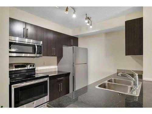 9112-403 Mackenzie Way, Airdrie, AB - Indoor Photo Showing Kitchen With Double Sink