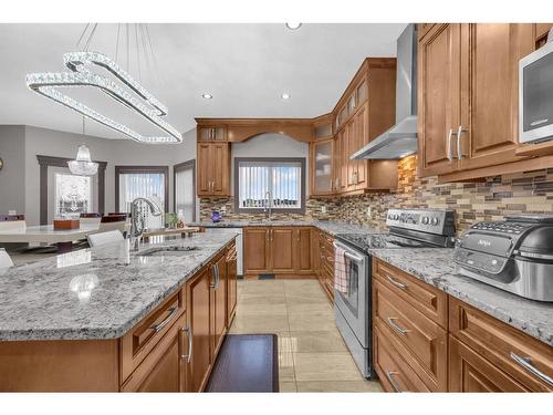 348 Kinniburgh Boulevard, Chestermere, AB - Indoor Photo Showing Kitchen With Upgraded Kitchen