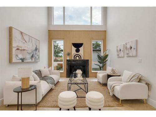 2118 Victoria Crescent Nw, Calgary, AB - Indoor Photo Showing Living Room With Fireplace