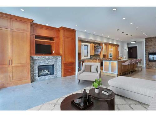 2123 Broadview Road Nw, Calgary, AB - Indoor Photo Showing Living Room With Fireplace