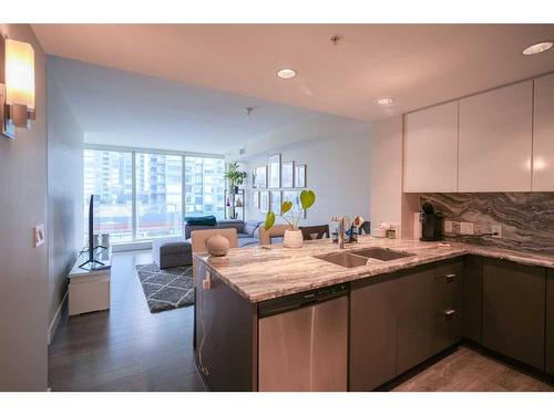 702-510 6 Avenue Se, Calgary, AB - Indoor Photo Showing Kitchen With Double Sink