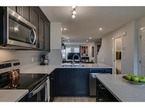 20581 Seton Way Se, Calgary, AB - Indoor Photo Showing Kitchen With Stainless Steel Kitchen With Double Sink With Upgraded Kitchen