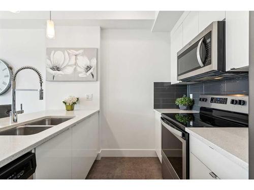 413-19621 40 Street Se, Calgary, AB - Indoor Photo Showing Kitchen With Stainless Steel Kitchen With Double Sink