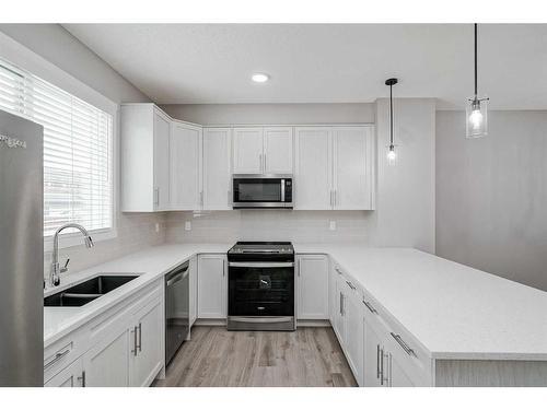 136 Savanna Passage Ne, Calgary, AB - Indoor Photo Showing Kitchen With Double Sink With Upgraded Kitchen