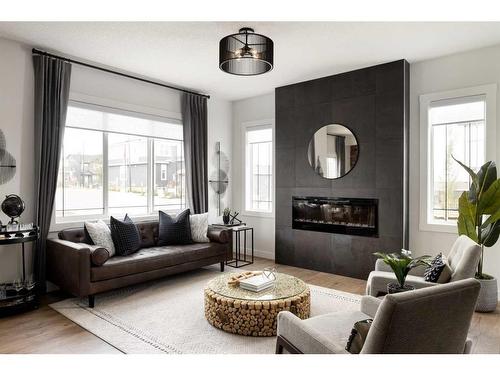 308 Edith Place Nw, Calgary, AB - Indoor Photo Showing Living Room With Fireplace