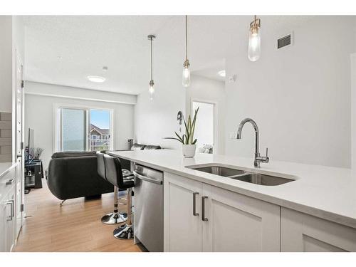 208-40 Carrington Plaza Nw, Calgary, AB - Indoor Photo Showing Kitchen With Double Sink With Upgraded Kitchen