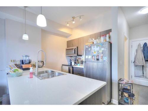 121-117 Copperpond Common Se, Calgary, AB - Indoor Photo Showing Kitchen With Double Sink With Upgraded Kitchen