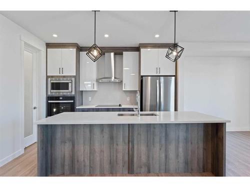 226 Kinniburgh Loop, Chestermere, AB - Indoor Photo Showing Kitchen With Stainless Steel Kitchen With Double Sink With Upgraded Kitchen