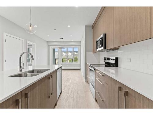 2207-60 Skyview Ranch Road Ne, Calgary, AB - Indoor Photo Showing Kitchen With Double Sink With Upgraded Kitchen