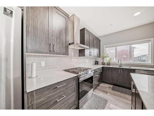 213 Livingston View Nw, Calgary, AB - Indoor Photo Showing Kitchen With Upgraded Kitchen