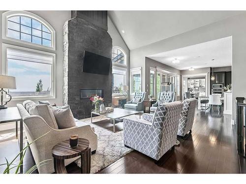 29 Elveden Point Sw, Calgary, AB - Indoor Photo Showing Living Room With Fireplace