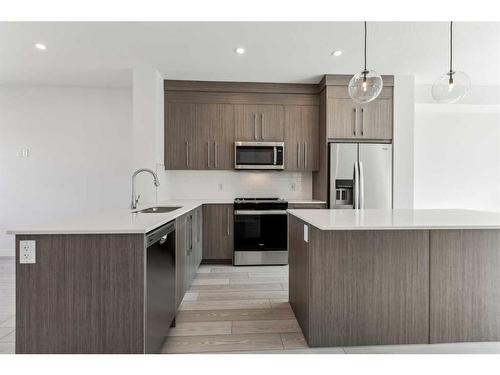 #305-280 Chelsea Road, Chestermere, AB - Indoor Photo Showing Kitchen With Stainless Steel Kitchen With Upgraded Kitchen