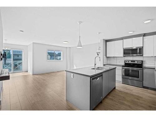 709 Skyview Ranch Grove Ne, Calgary, AB - Indoor Photo Showing Kitchen With Stainless Steel Kitchen With Double Sink With Upgraded Kitchen