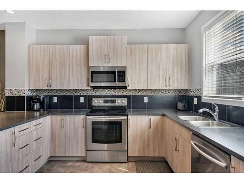 383 Redstone Drive Ne, Calgary, AB - Indoor Photo Showing Kitchen With Stainless Steel Kitchen With Double Sink