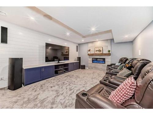 92 Douglas Woods Grove Se, Calgary, AB - Indoor Photo Showing Living Room With Fireplace