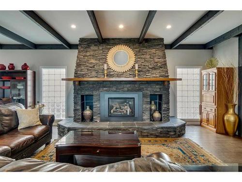 3406 Douglasdale Boulevard Se, Calgary, AB - Indoor Photo Showing Living Room With Fireplace