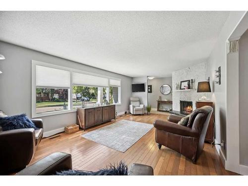 16112 Patricia Drive Nw, Edmonton, AB - Indoor Photo Showing Living Room With Fireplace