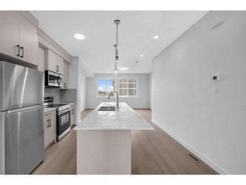 605-33 Merganser Drive West, Chestermere, AB - Indoor Photo Showing Kitchen With Stainless Steel Kitchen With Upgraded Kitchen