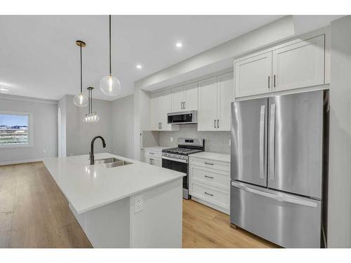 220 Savanna Terrace Ne, Calgary, AB - Indoor Photo Showing Kitchen With Stainless Steel Kitchen With Double Sink With Upgraded Kitchen