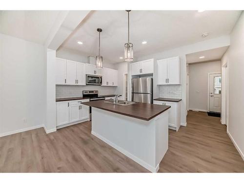 1481 Bayview Point, Airdrie, AB - Indoor Photo Showing Kitchen With Double Sink With Upgraded Kitchen