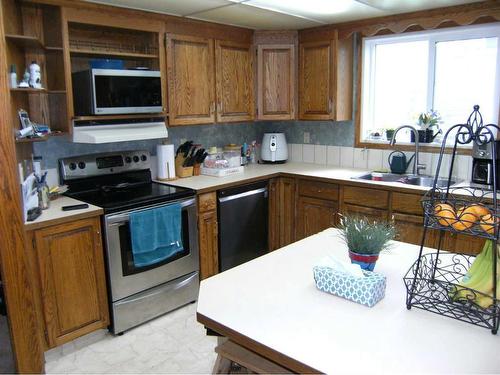 133 6 Avenue Se, Three Hills, AB - Indoor Photo Showing Kitchen With Double Sink