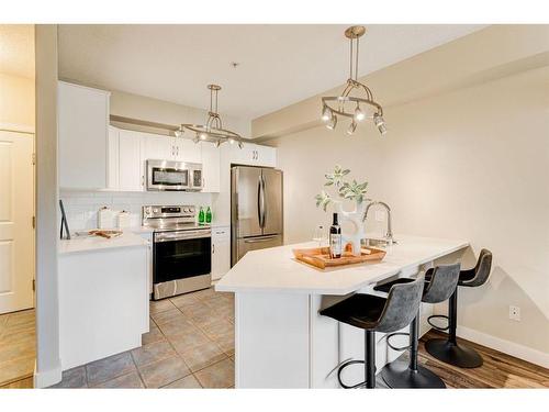 309-1800 14A Street Sw, Calgary, AB - Indoor Photo Showing Kitchen With Stainless Steel Kitchen With Upgraded Kitchen