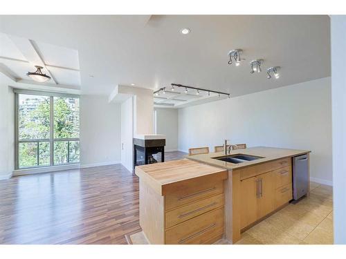 304-701 3 Avenue Sw, Calgary, AB - Indoor Photo Showing Kitchen With Double Sink