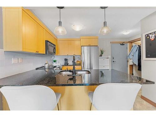 205-315 50 Avenue Sw, Calgary, AB - Indoor Photo Showing Kitchen With Stainless Steel Kitchen With Double Sink