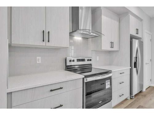 224 Hotchkiss Drive Se, Calgary, AB - Indoor Photo Showing Kitchen With Stainless Steel Kitchen With Upgraded Kitchen