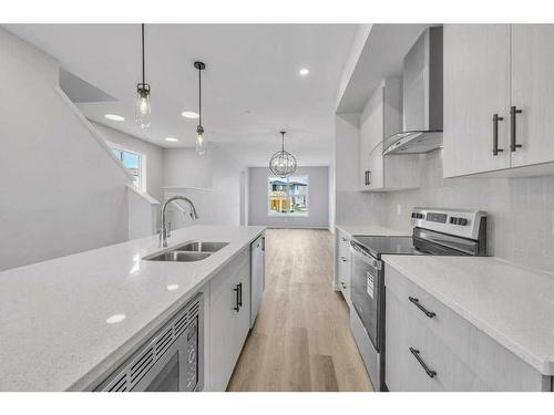 224 Hotchkiss Drive Se, Calgary, AB - Indoor Photo Showing Kitchen With Double Sink With Upgraded Kitchen