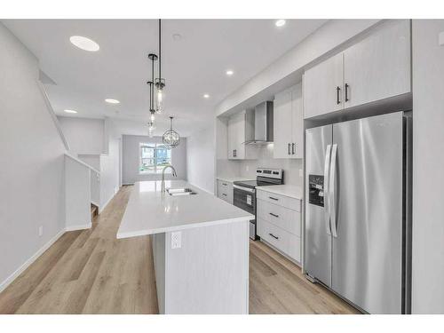 224 Hotchkiss Drive Se, Calgary, AB - Indoor Photo Showing Kitchen With Stainless Steel Kitchen With Double Sink With Upgraded Kitchen