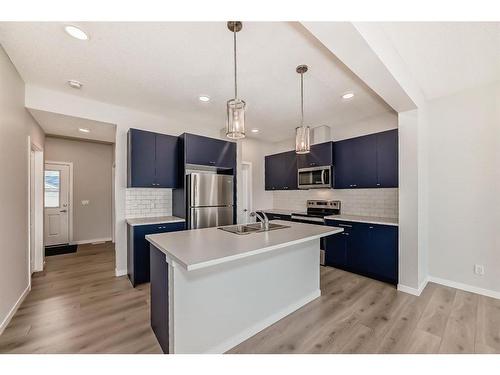 1485 Bayview Point, Airdrie, AB - Indoor Photo Showing Kitchen With Double Sink With Upgraded Kitchen