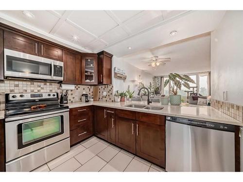 540-310 8 Street Sw, Calgary, AB - Indoor Photo Showing Kitchen With Double Sink