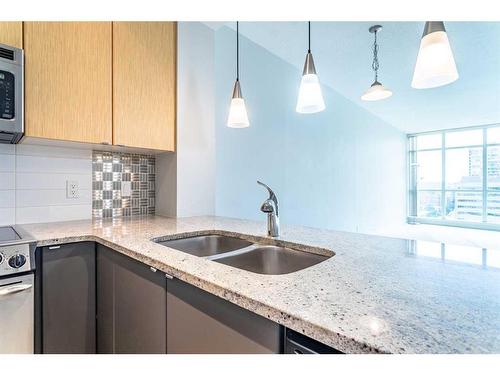 1205-788 12 Avenue Sw, Calgary, AB - Indoor Photo Showing Kitchen With Double Sink