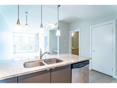 1205-788 12 Avenue Sw, Calgary, AB - Indoor Photo Showing Kitchen With Double Sink