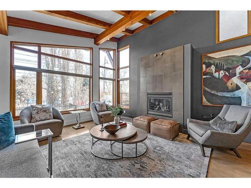 914 8 Avenue Se, Calgary, AB - Indoor Photo Showing Living Room With Fireplace