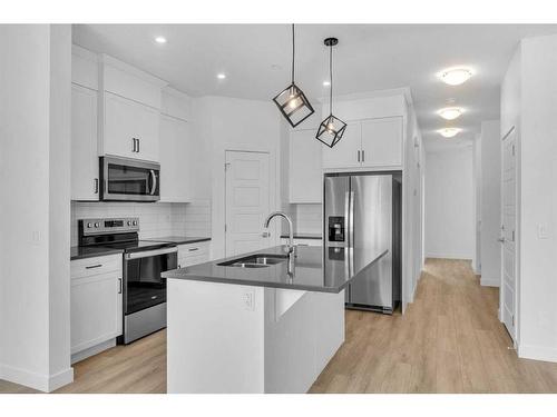 304 Hotchkiss Drive Se, Calgary, AB - Indoor Photo Showing Kitchen With Double Sink With Upgraded Kitchen